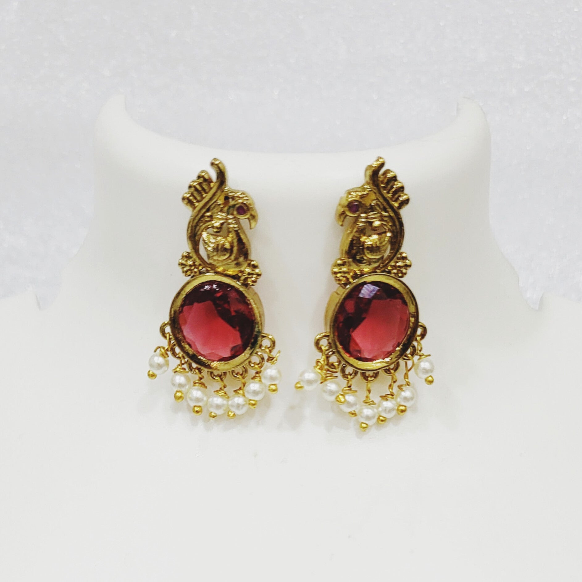 Red Garnet Colour Antique Mayur Earrings m585 585