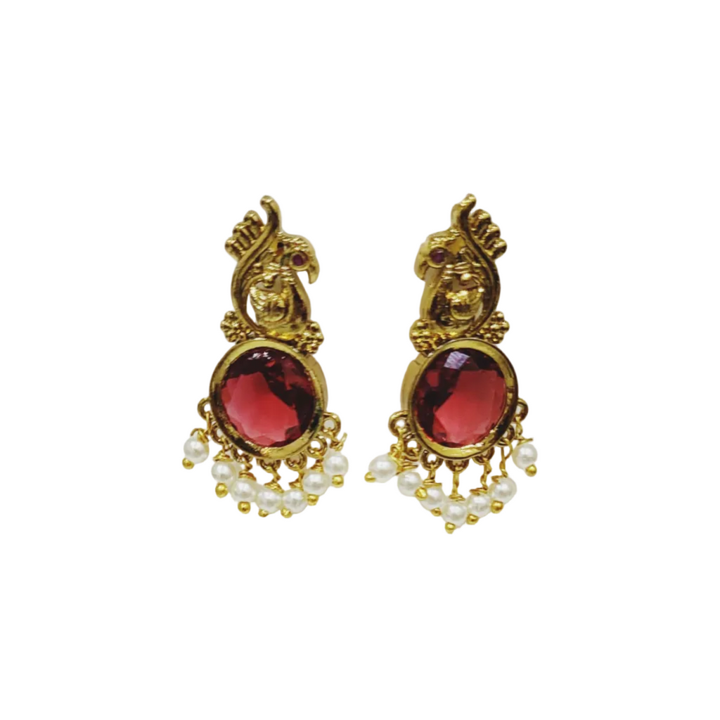 Red Garnet Colour Antique Mayur Earrings m585 585