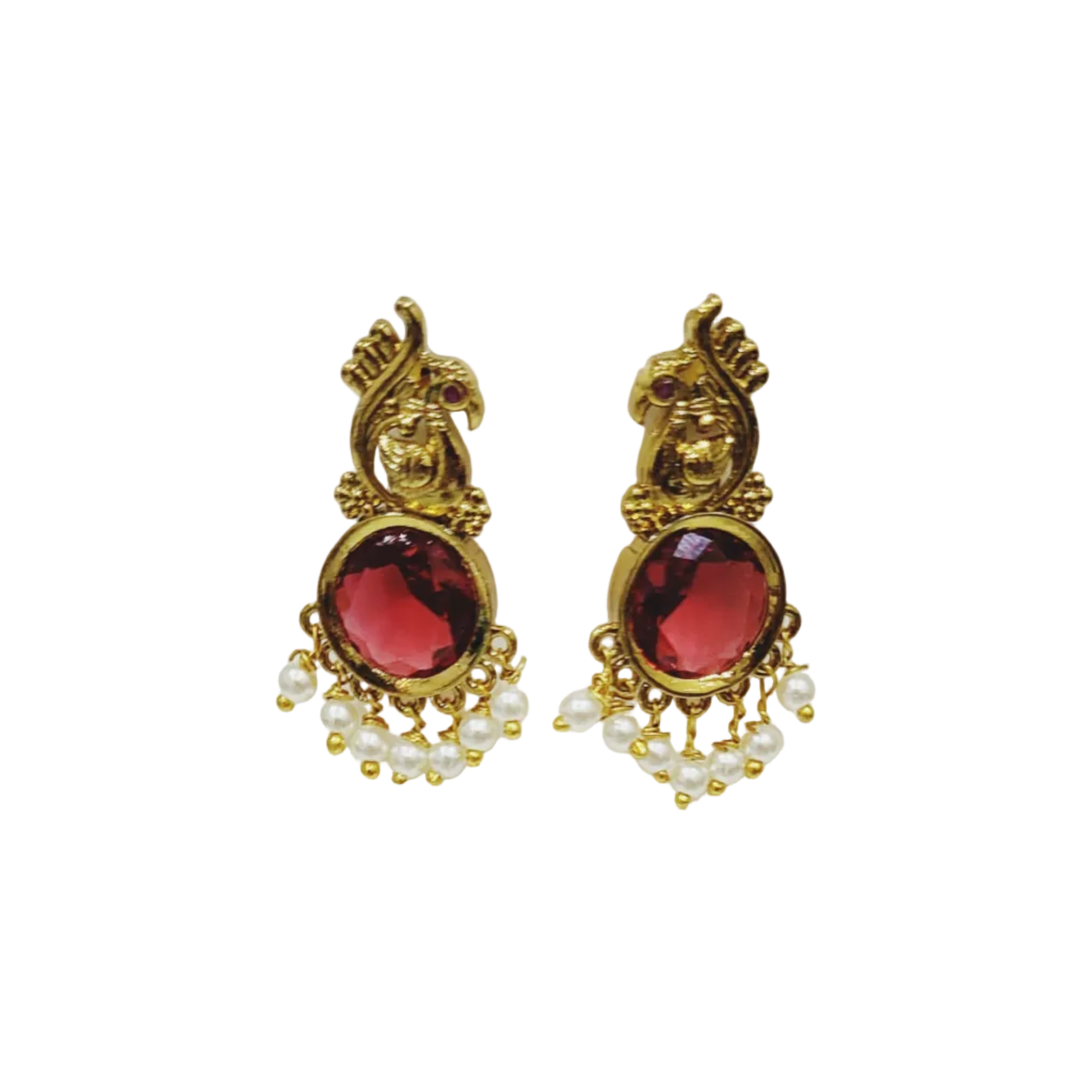 Red Garnet Colour Antique Mayur Earrings m585 585