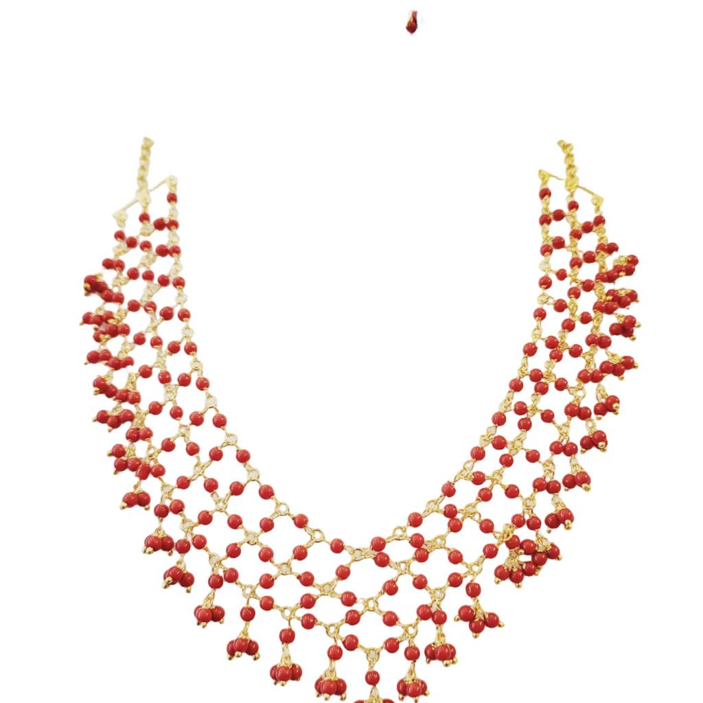 Coral Jali Necklace Set m399 399
