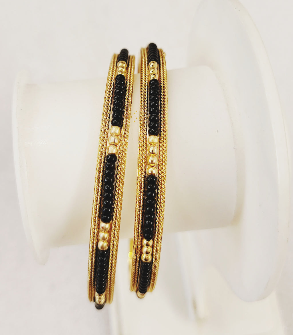 Black and Golden Beads Bangles m611 611