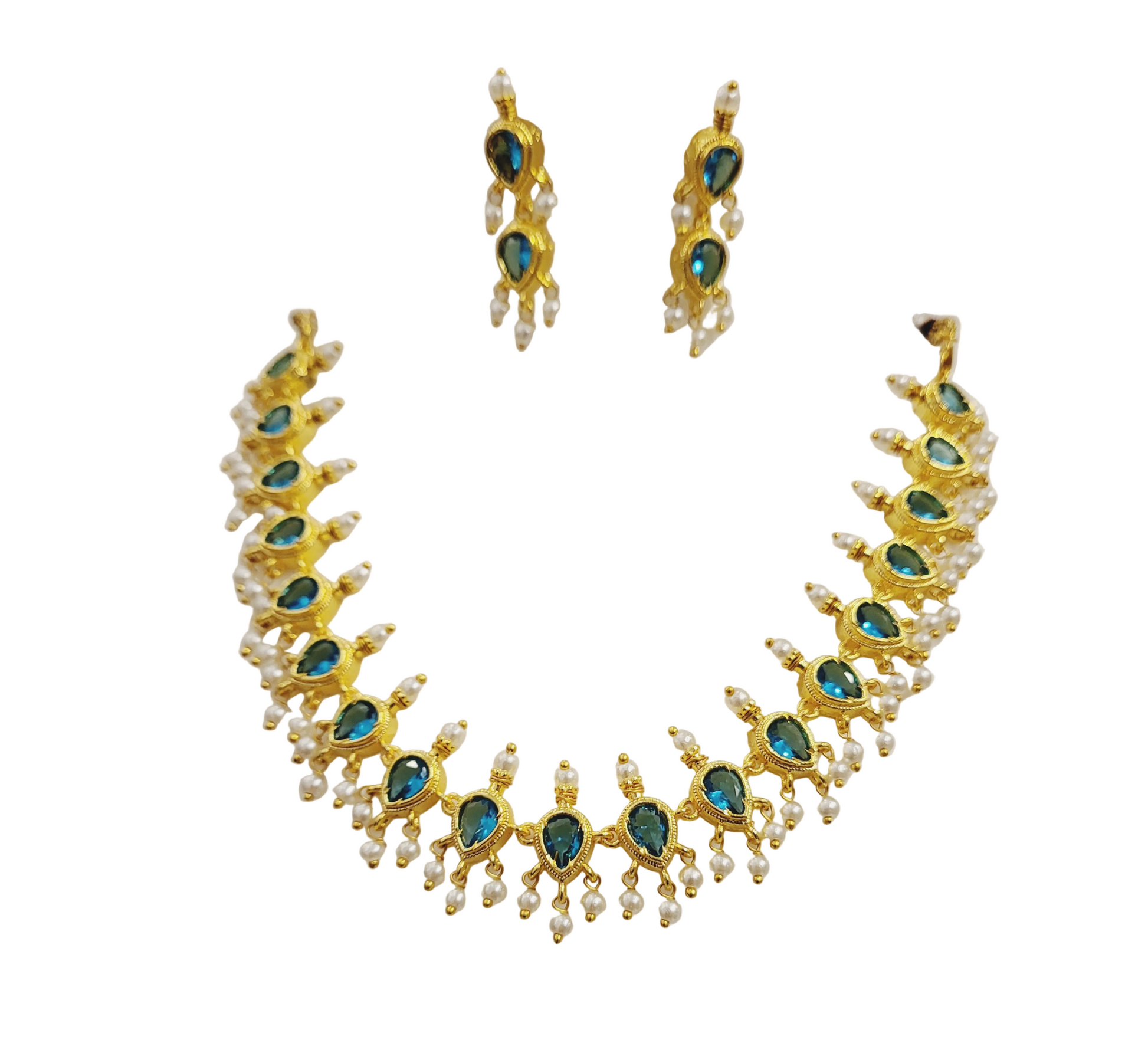 Turquoise Blue Panadi Haar Necklace Set m621