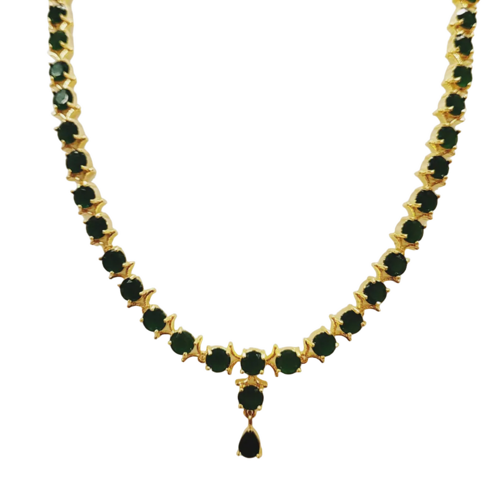 Green Stone Filigree Design Necklace Set m623 623