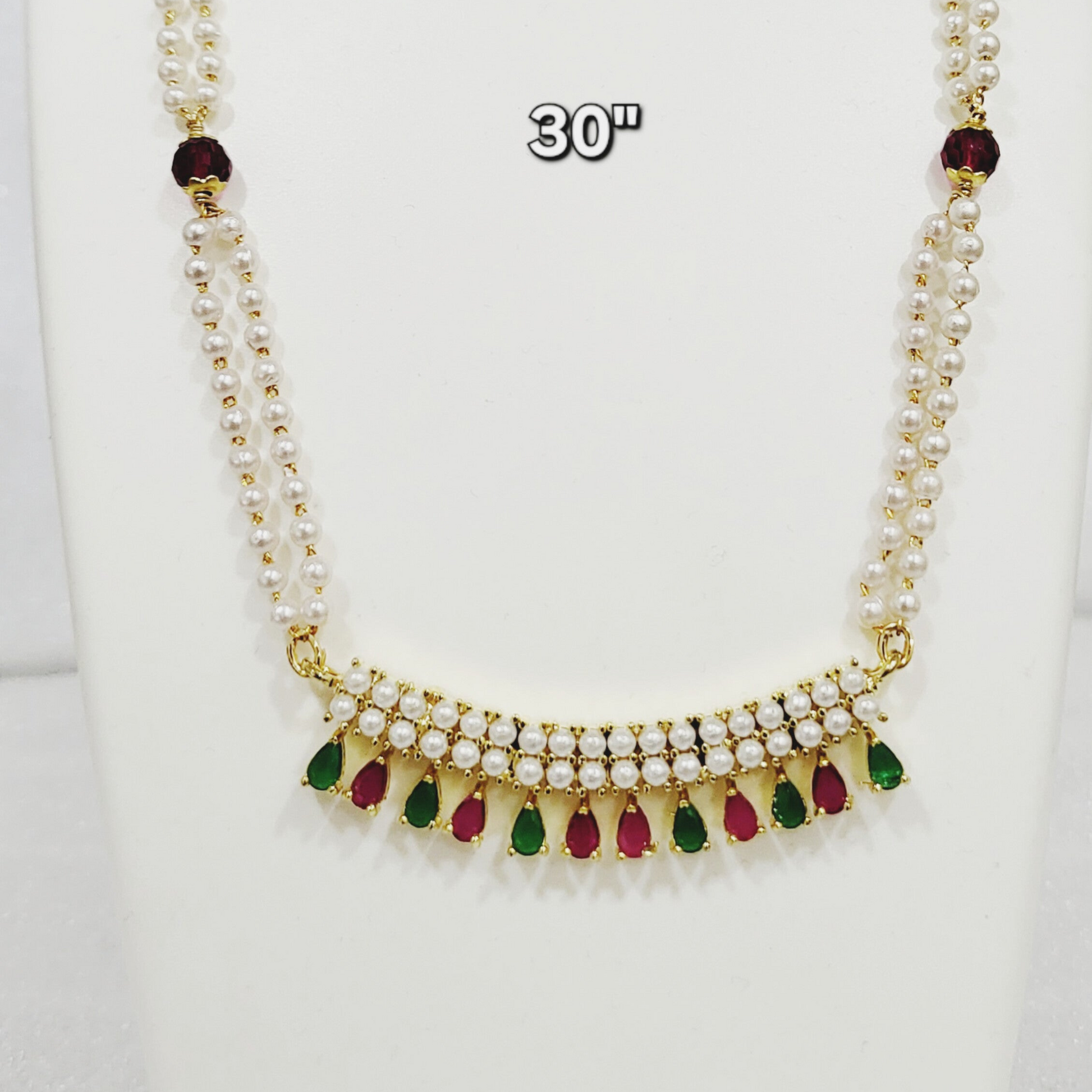 Red Green Long Moti Necklace Set m635 635