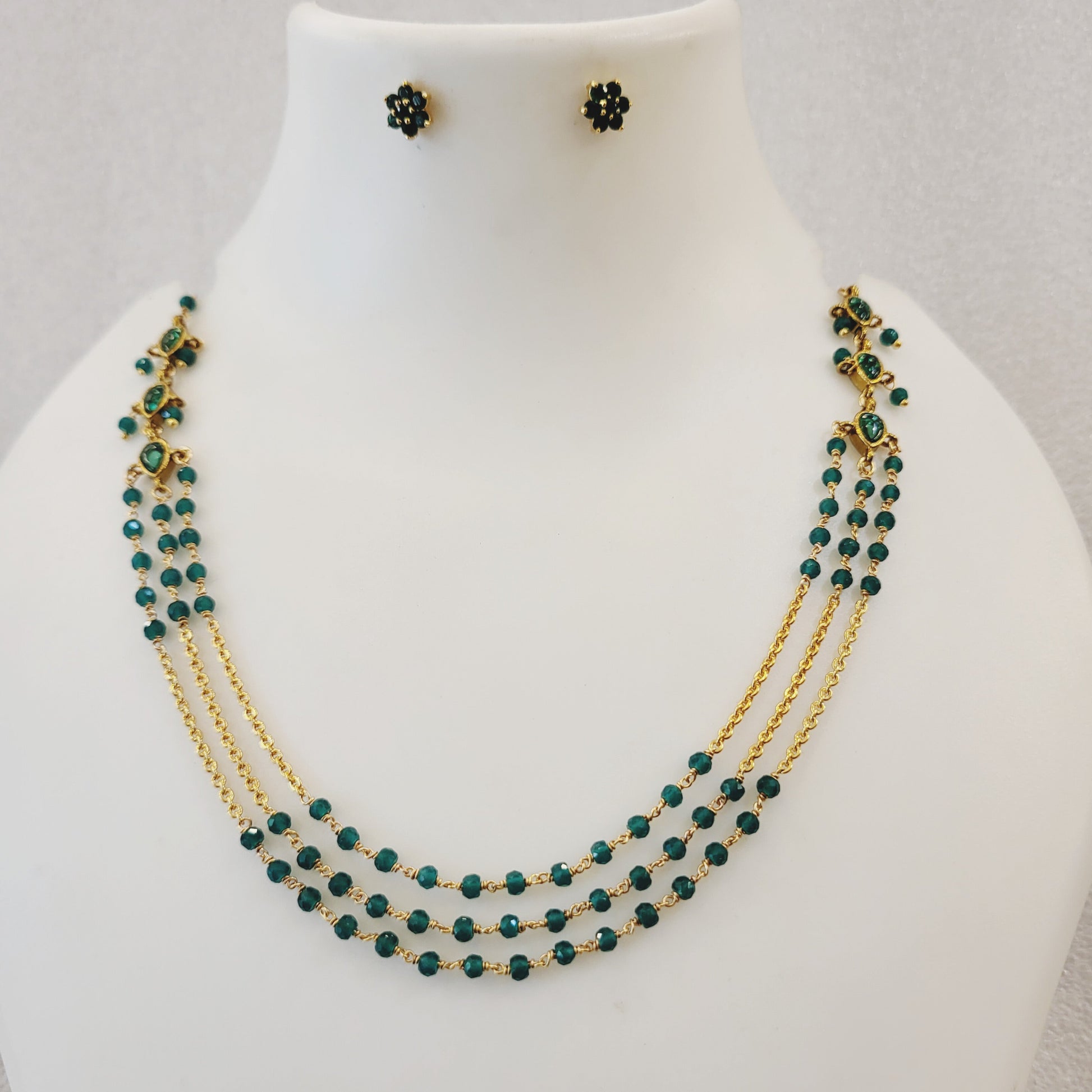 Peacock Green Three Layered Ranihaar m638 638
