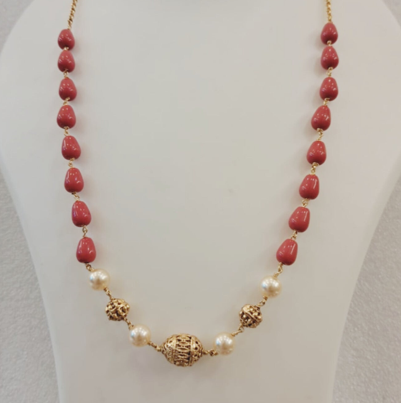 Coral Drop Chain Necklace m659 659