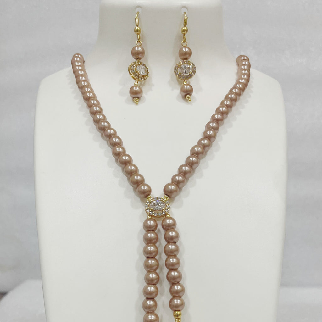 Light Golden Pearl Necklace m528 528