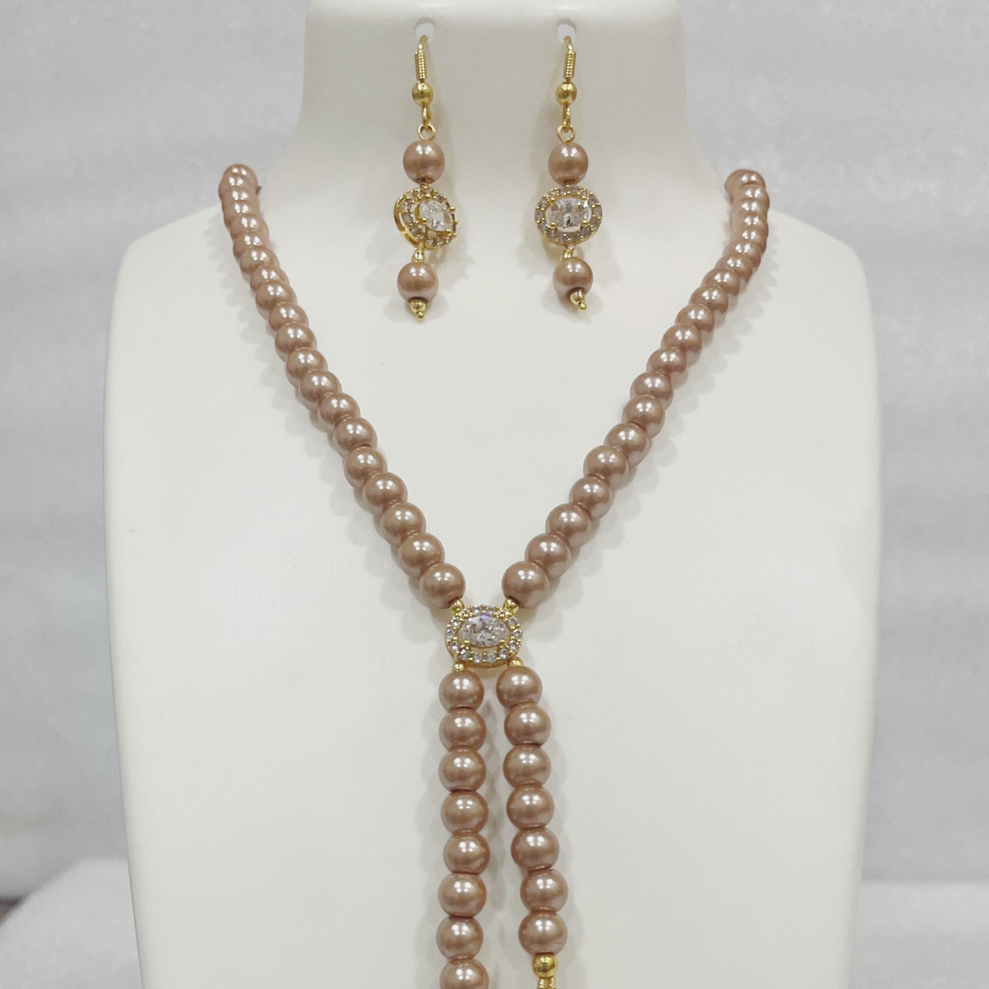 Light Golden Pearl Necklace m528 528