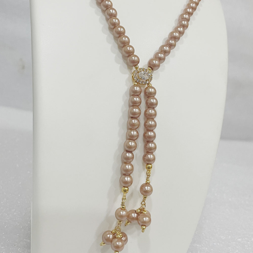 Light Golden Pearl Necklace m528 528