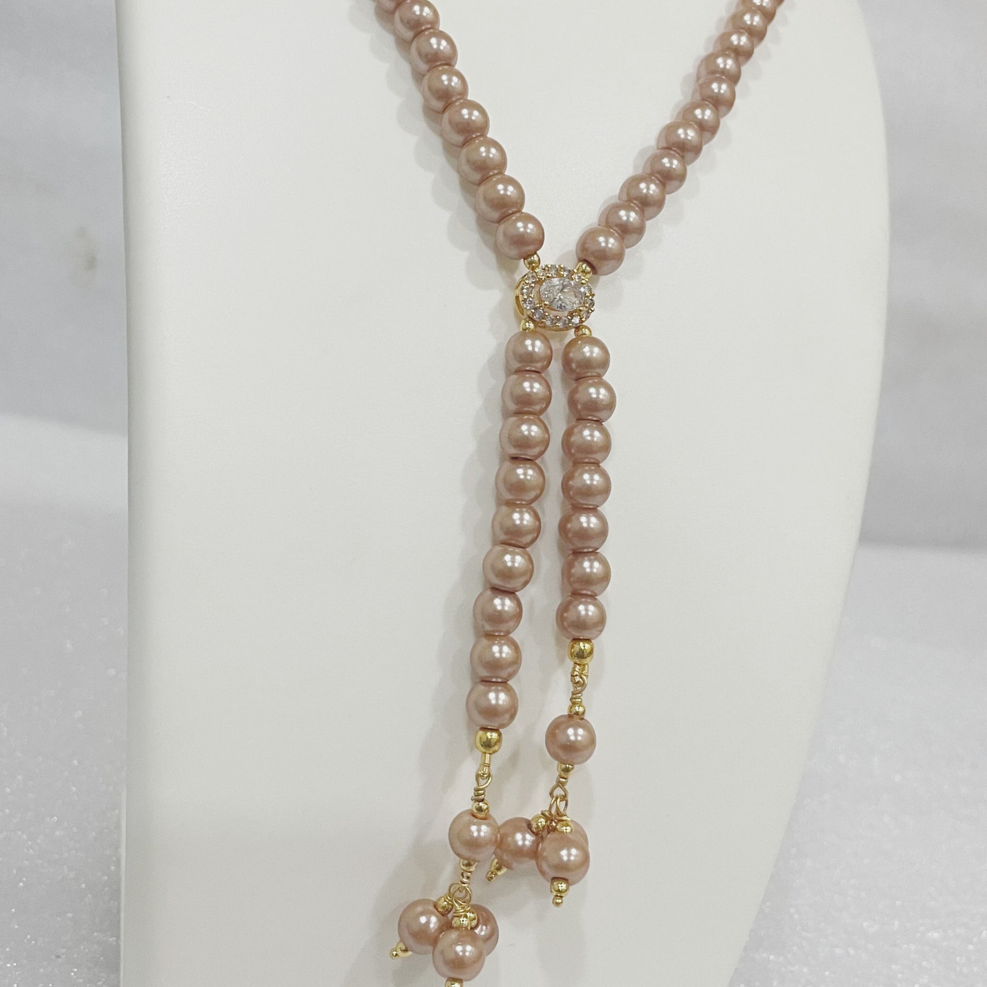 Light Golden Pearl Necklace m528 528