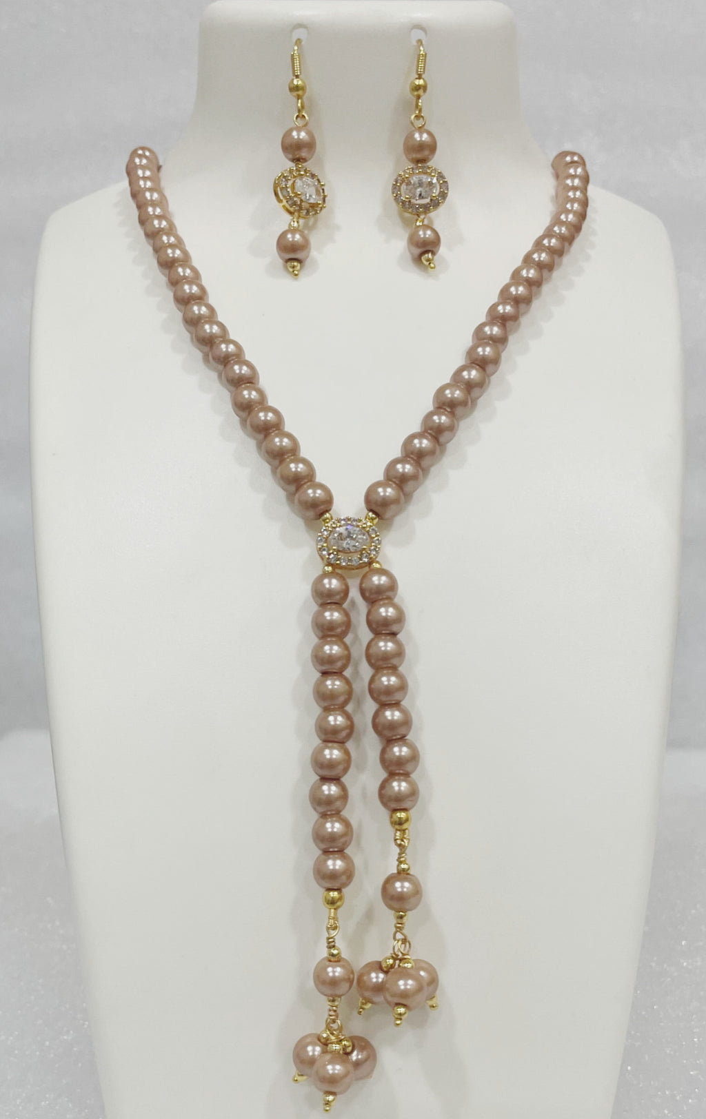 Light Golden Pearl Necklace m528 528