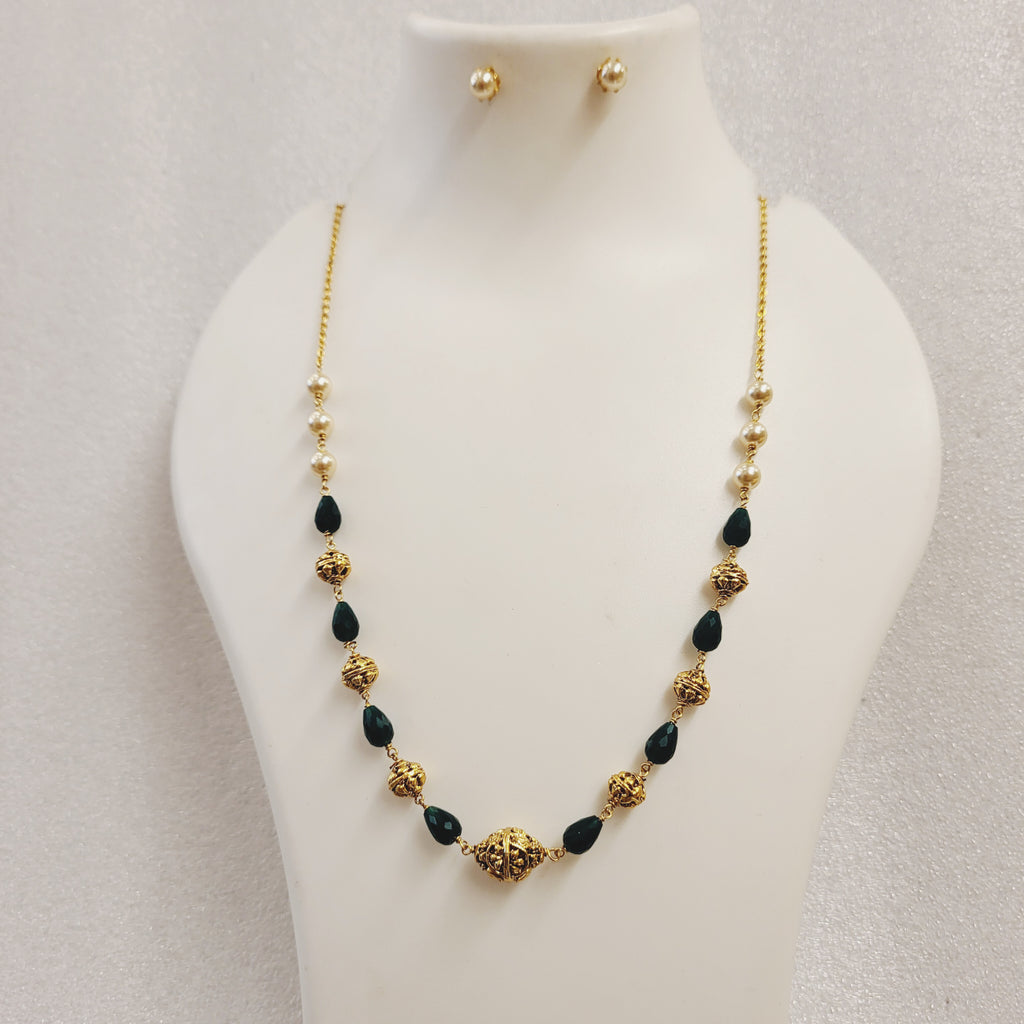 Green Drops Chain Necklace set m669