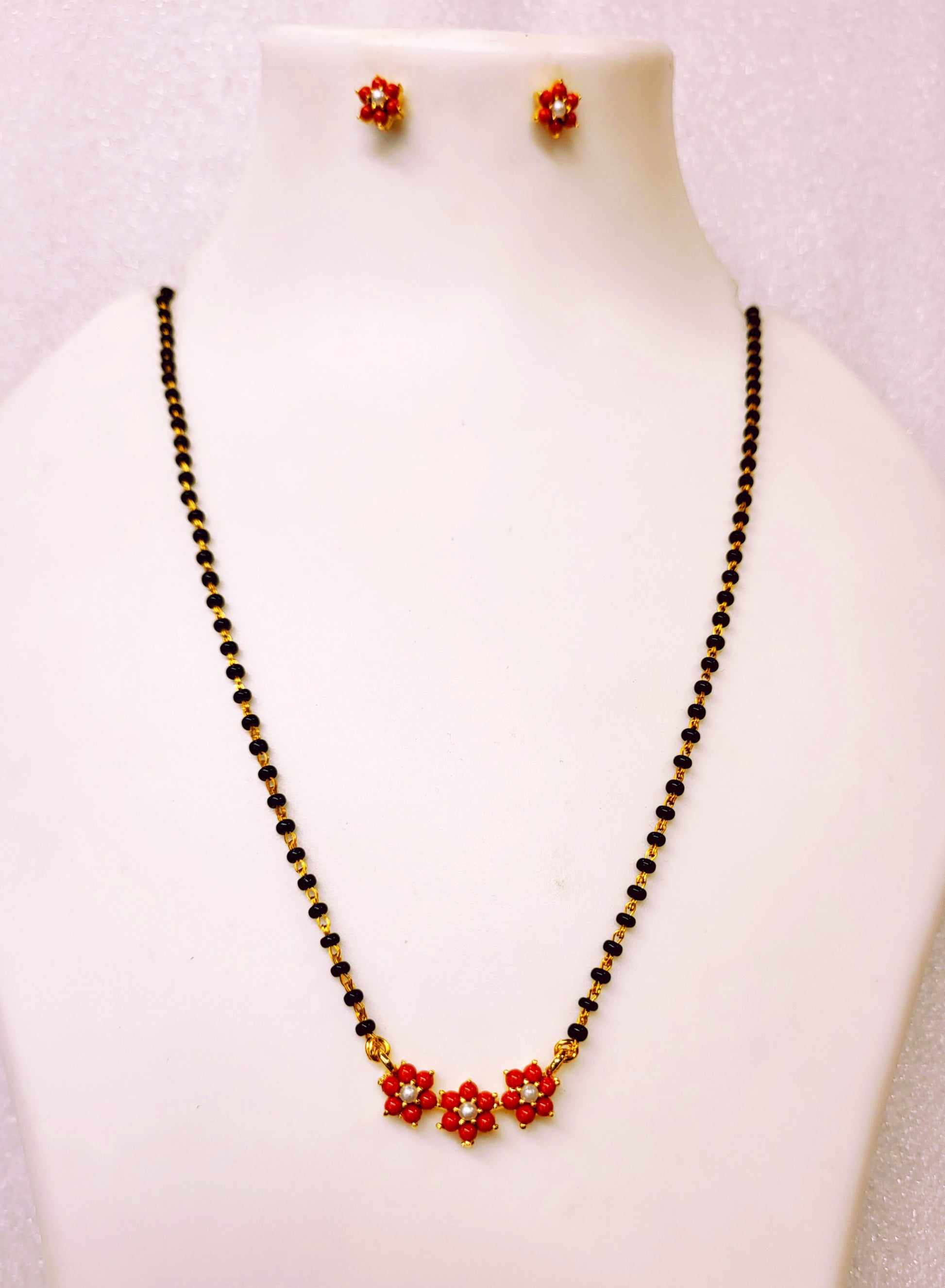3 Coral Moti Kudi Mangalsutra Set m751 751