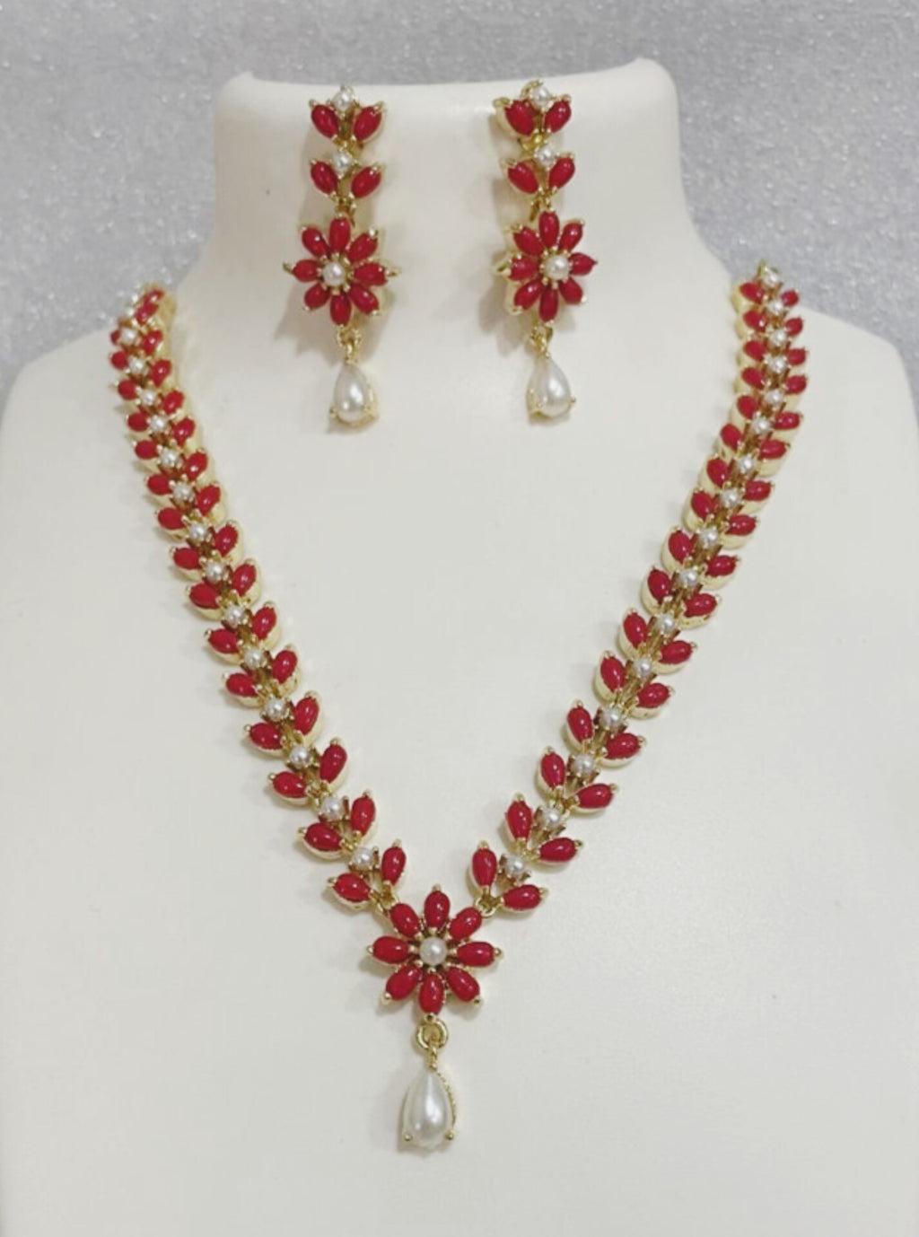 Vine Coral Moti Necklace Set m757 757