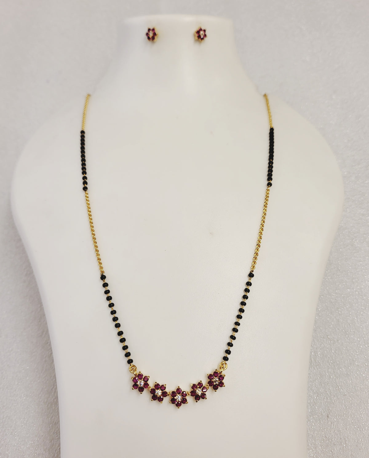 5 Kudi Ruby Red and White Long Mangalsutra (28 inches) m763 763
