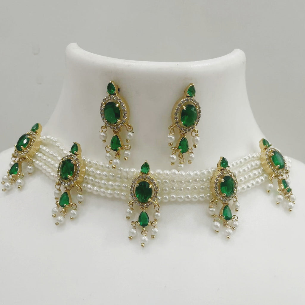 Green AD and Pearl Choker CH1106