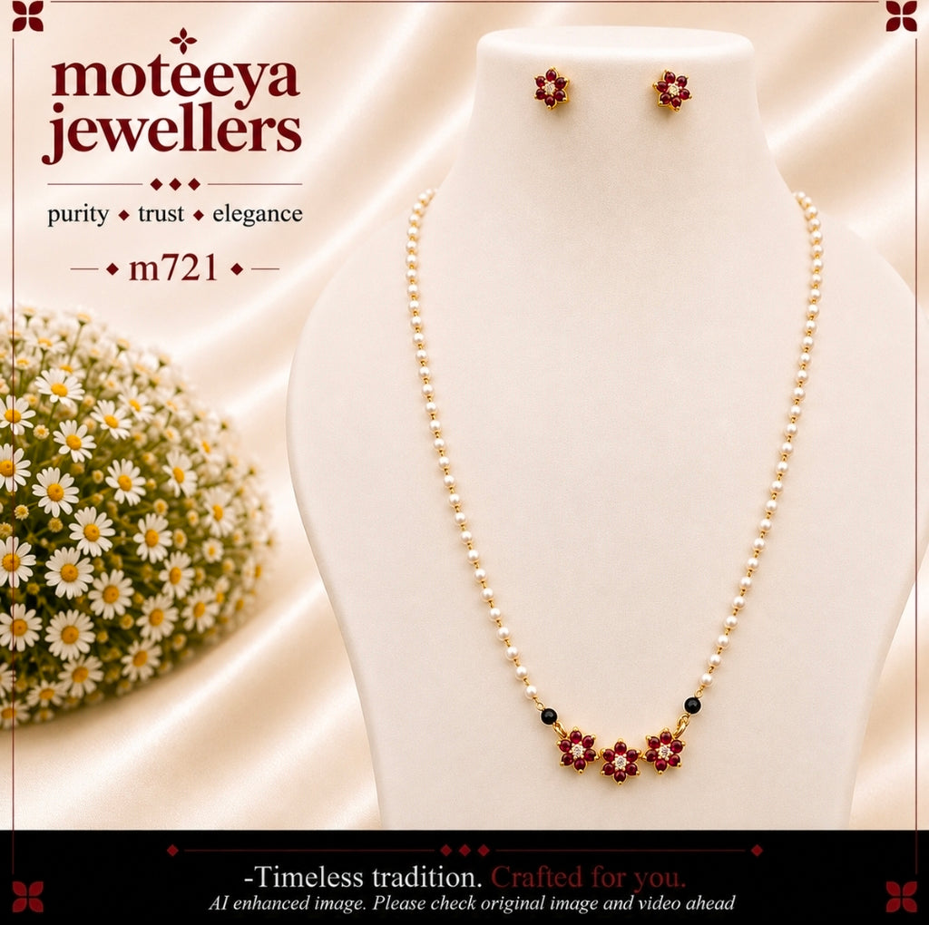 Bright Ruby Colour kudi Moti Mangalsutra m721 721