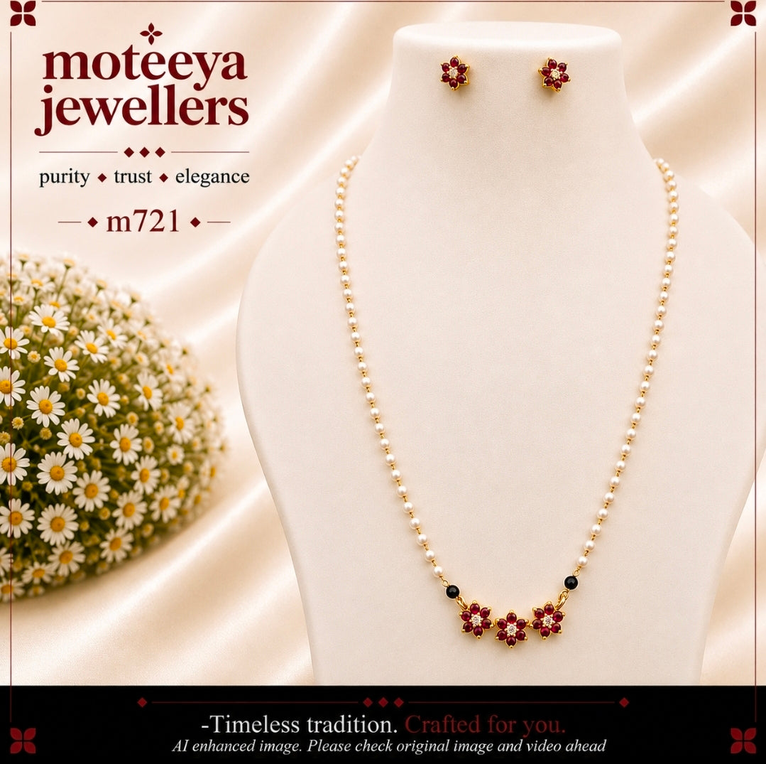 Bright Ruby Colour kudi Moti Mangalsutra m721 721