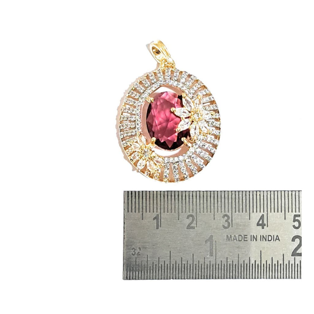 Oval Centre Piece And White American Diamond Locket Set