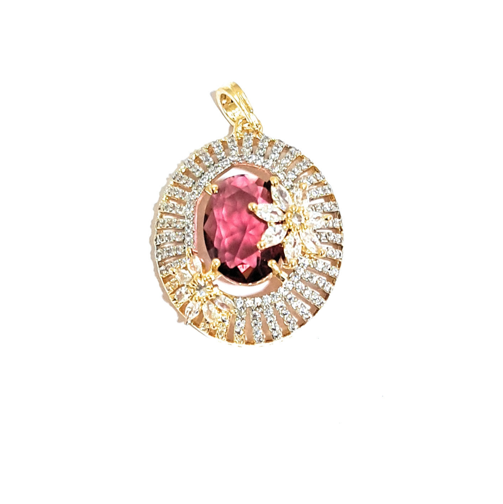 Oval Centre Piece And White American Diamond Locket Set