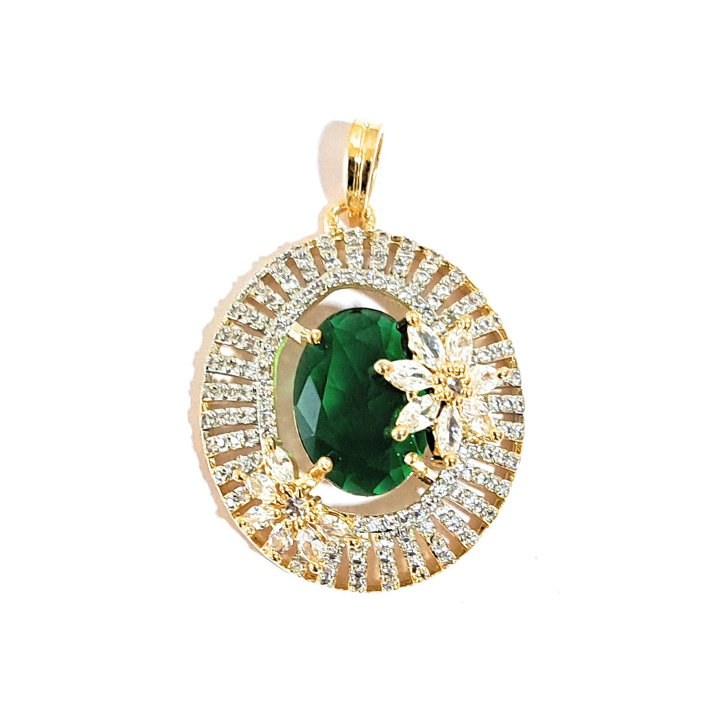 Oval Centre Piece And White American Diamond Locket Set