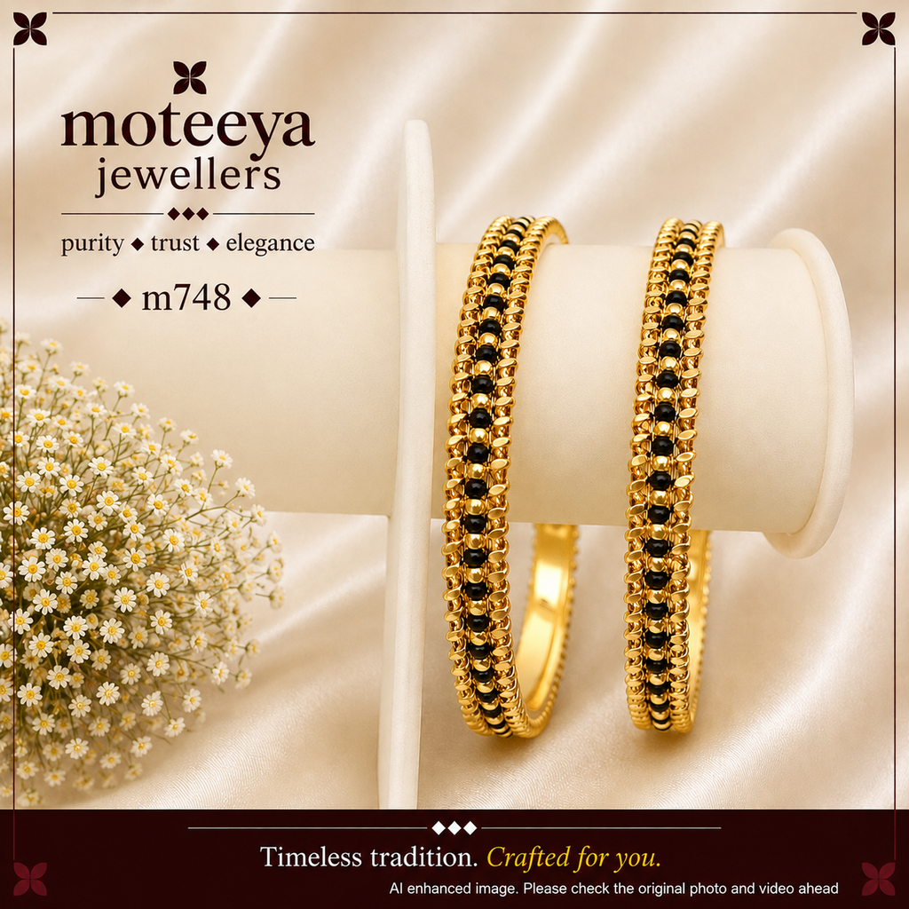 Alternate Black and Golden Beads Bangles m748 748