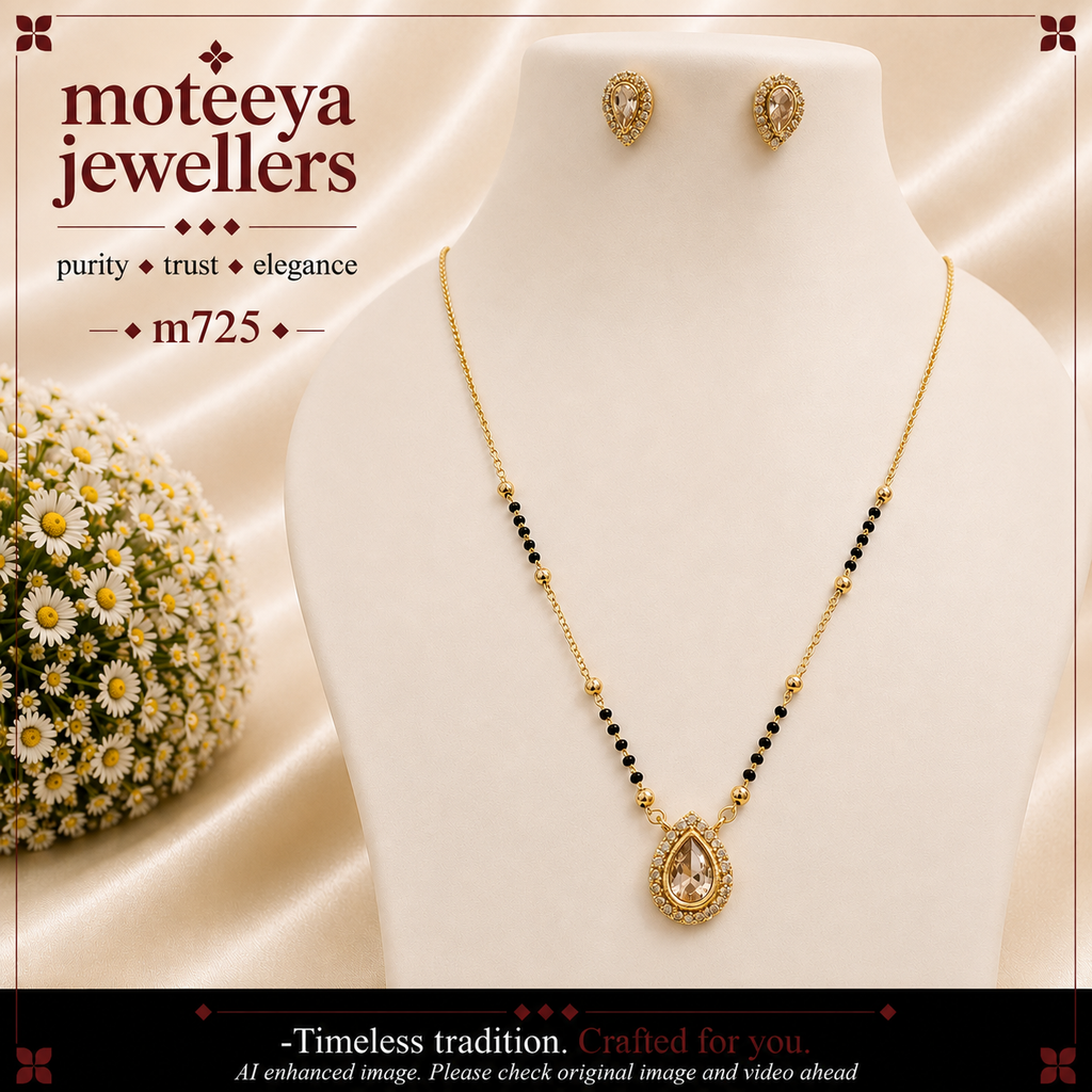 Delicate Paan Shape White Mangalsutra Set m725 725