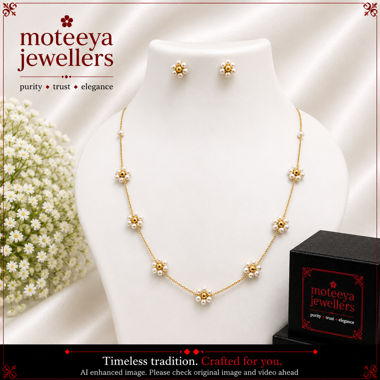 Pearls Golden Beads Kudi Necklace #m696 696