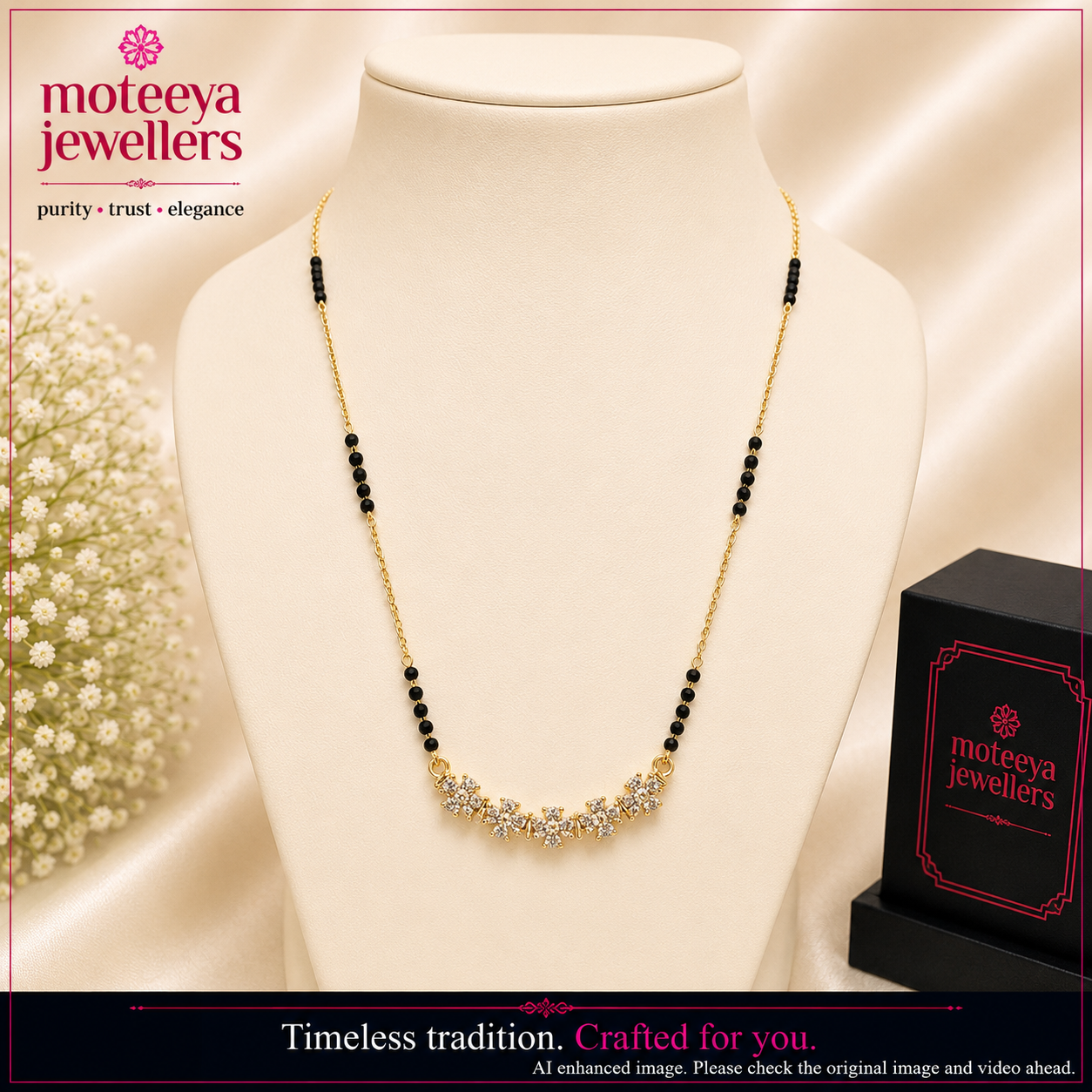 Five Flowers Delicate AD Mangalsutra m676 676