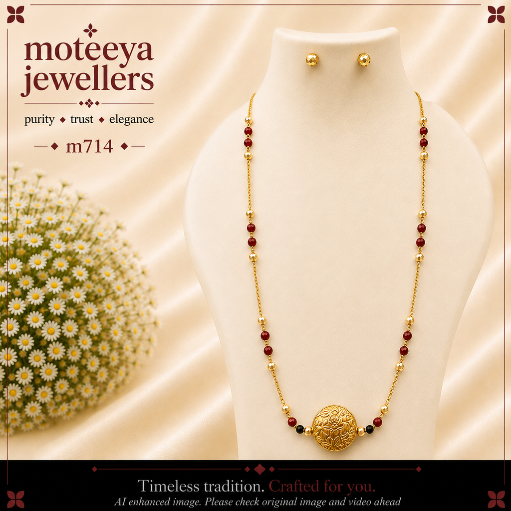Flat Ball Coral Moti Mangalsutra m714 714