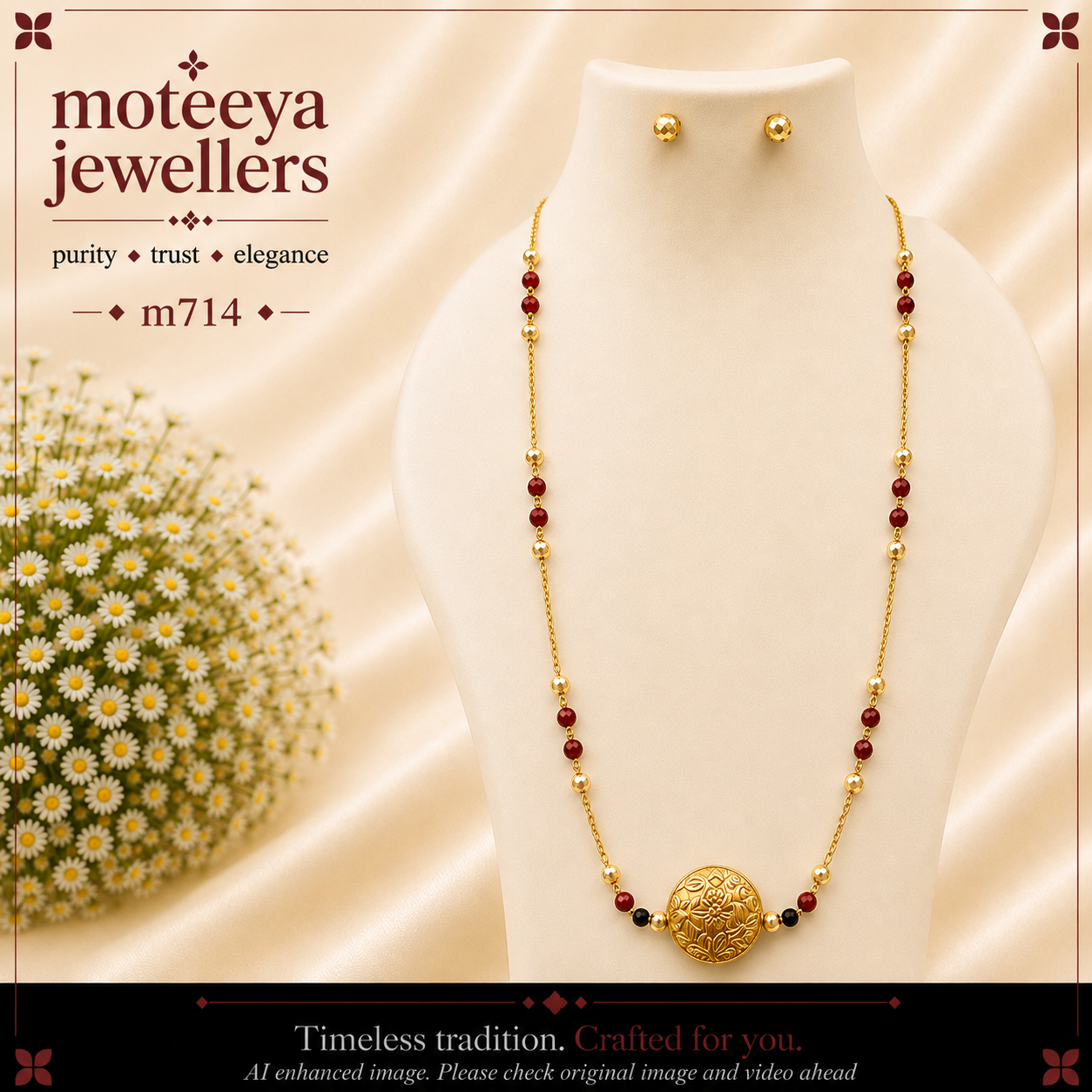 Flat Ball Coral Moti Mangalsutra m714 714