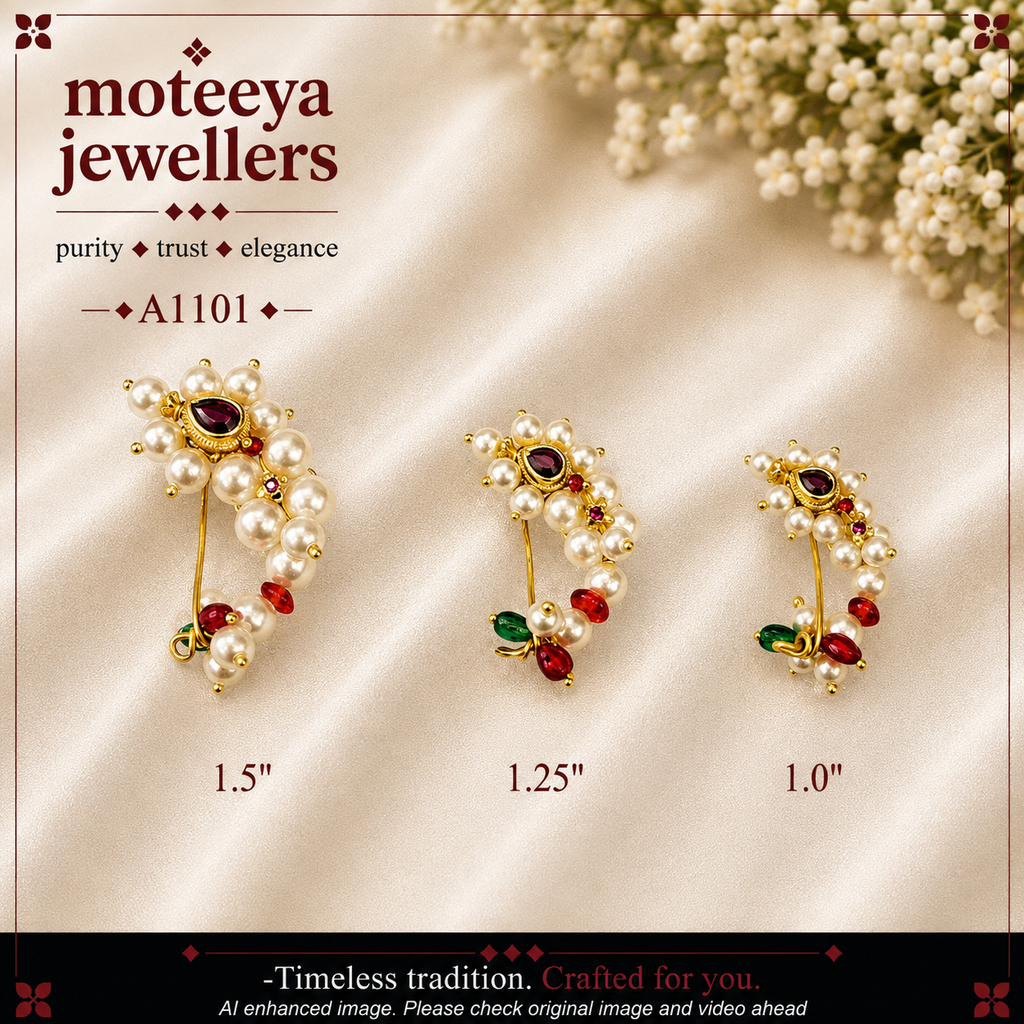 Traditional Maharashtrian Moti Nath (Clip / Pierce) A1101 1101