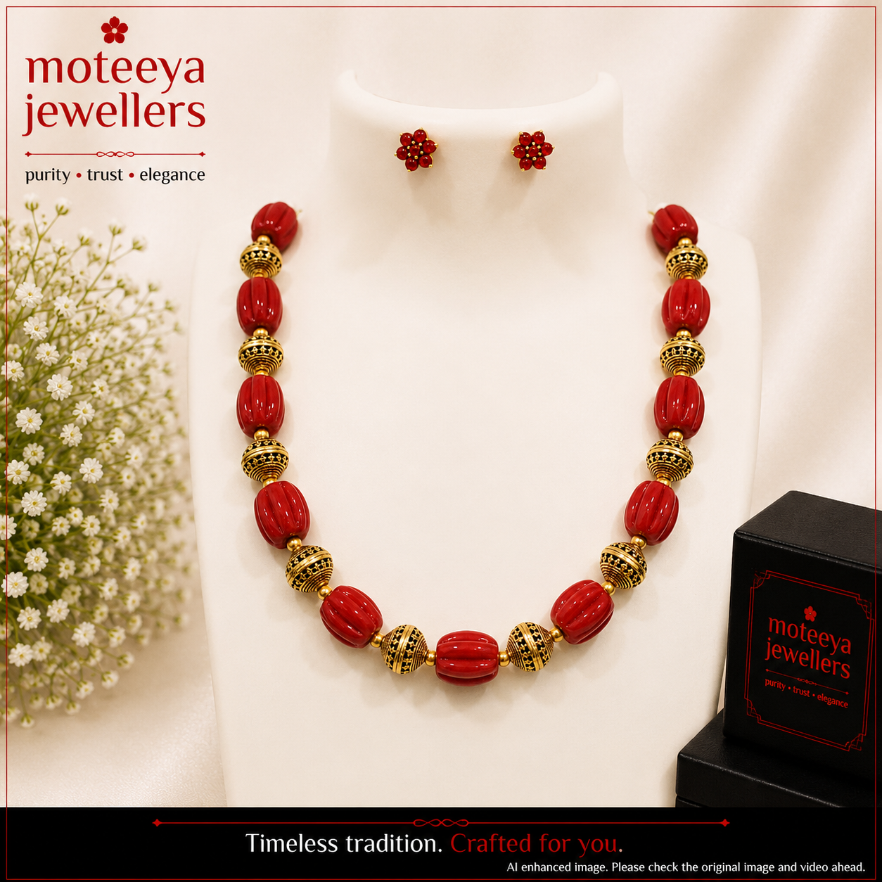 Kharbooja Coral String Necklace Set m681 681