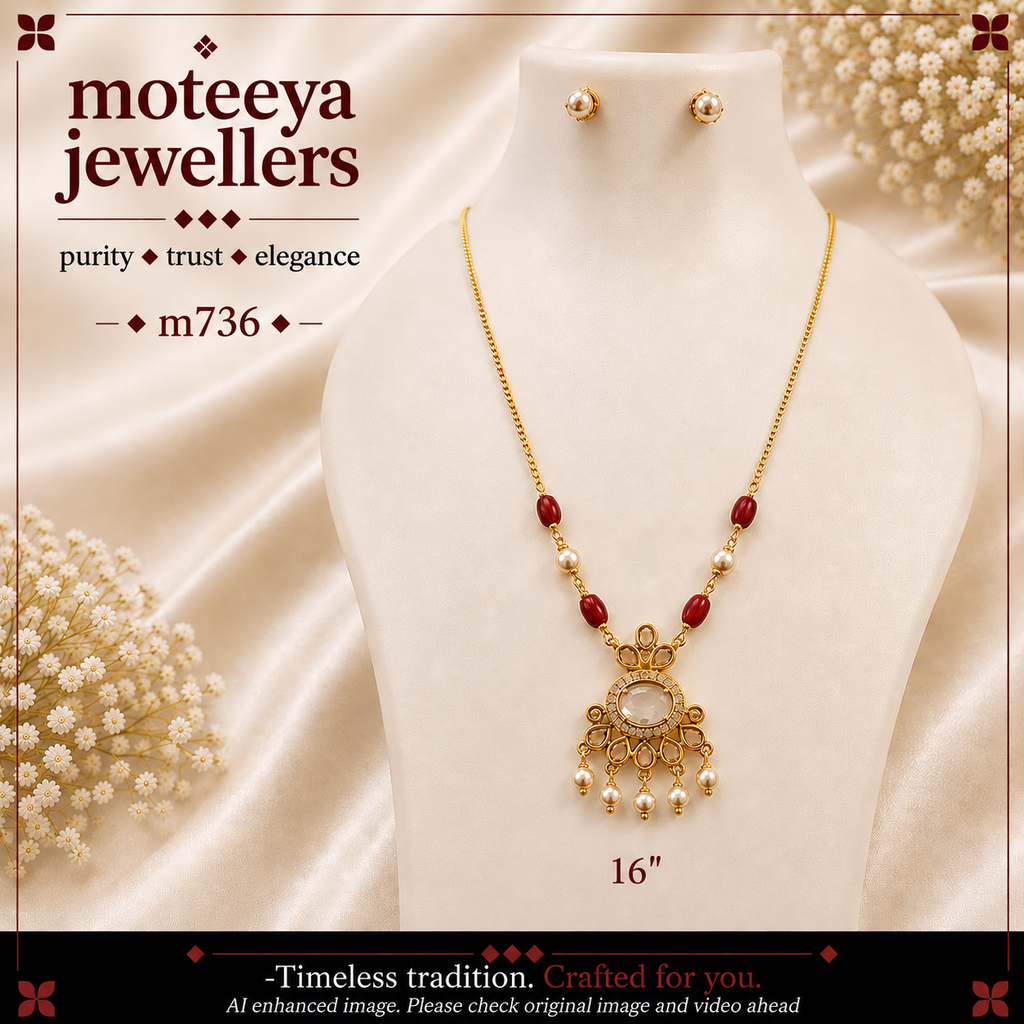 Oval Transparent AD Coral Moti Chain Set m736 736
