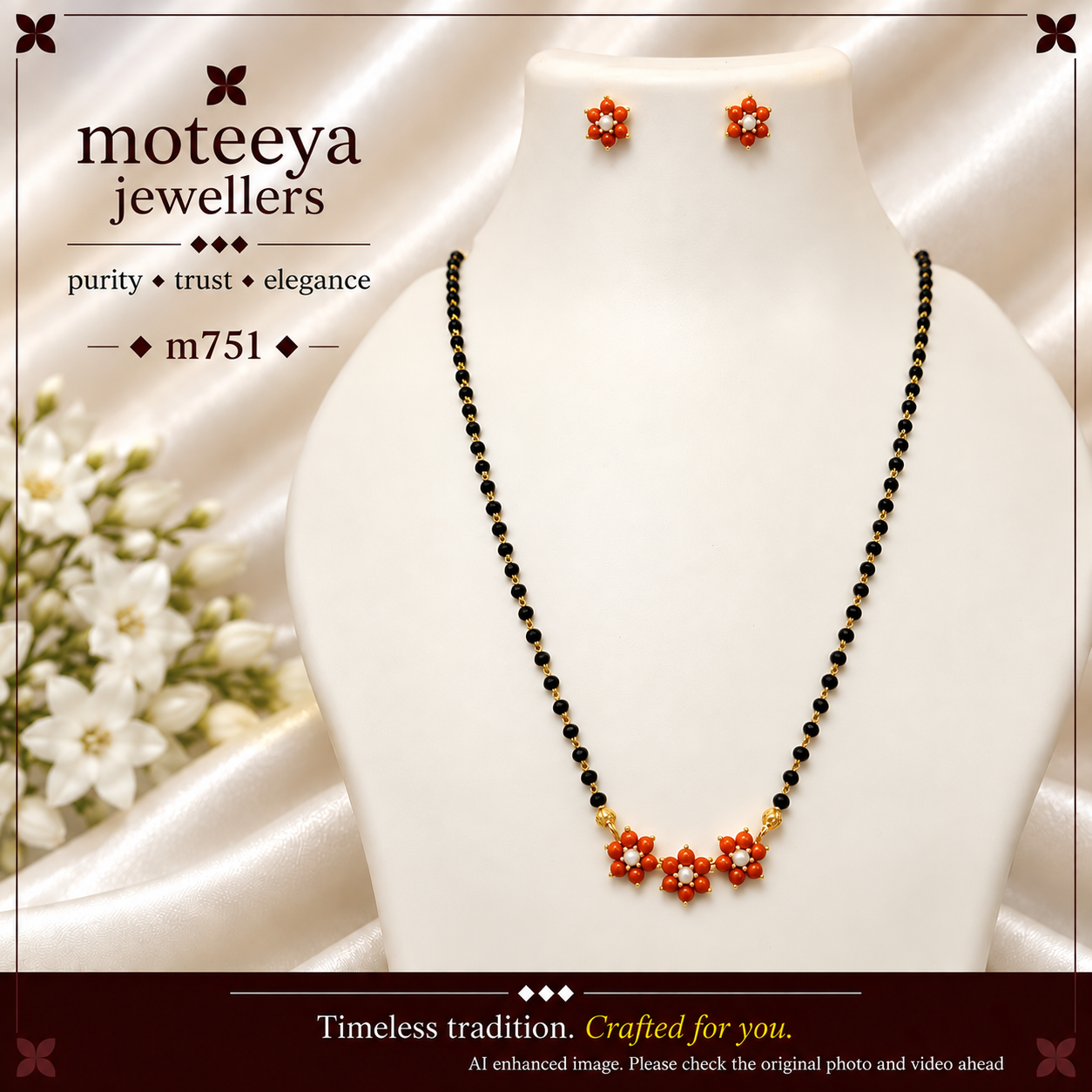 3 Coral Moti Kudi Mangalsutra Set m751 751