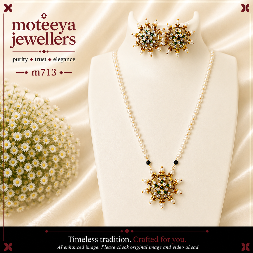 Green White Rathachakra Moti Mangalsutra Set m713 713