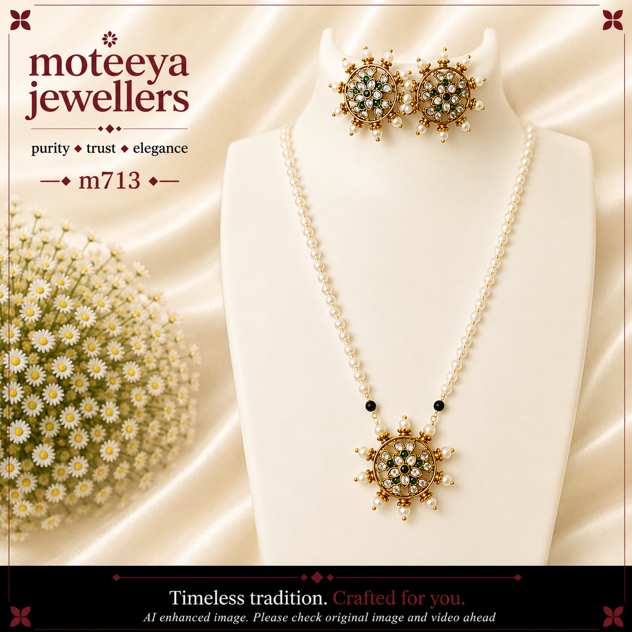Green White Rathachakra Moti Mangalsutra Set m713 713