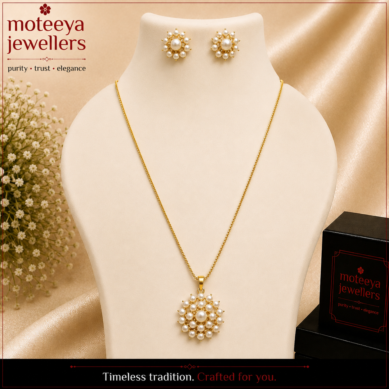 Round Pearls Locket Set in Chain m685 685