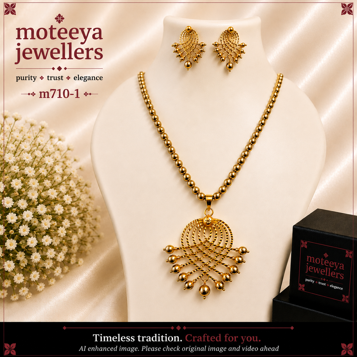 Rangoli Set in Golden Pearls with Golden Pearls String or Chain m710 710