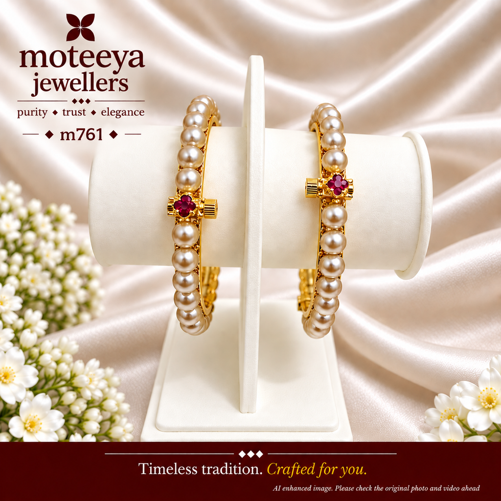 Golden Brown Pearls Bangles m761 761