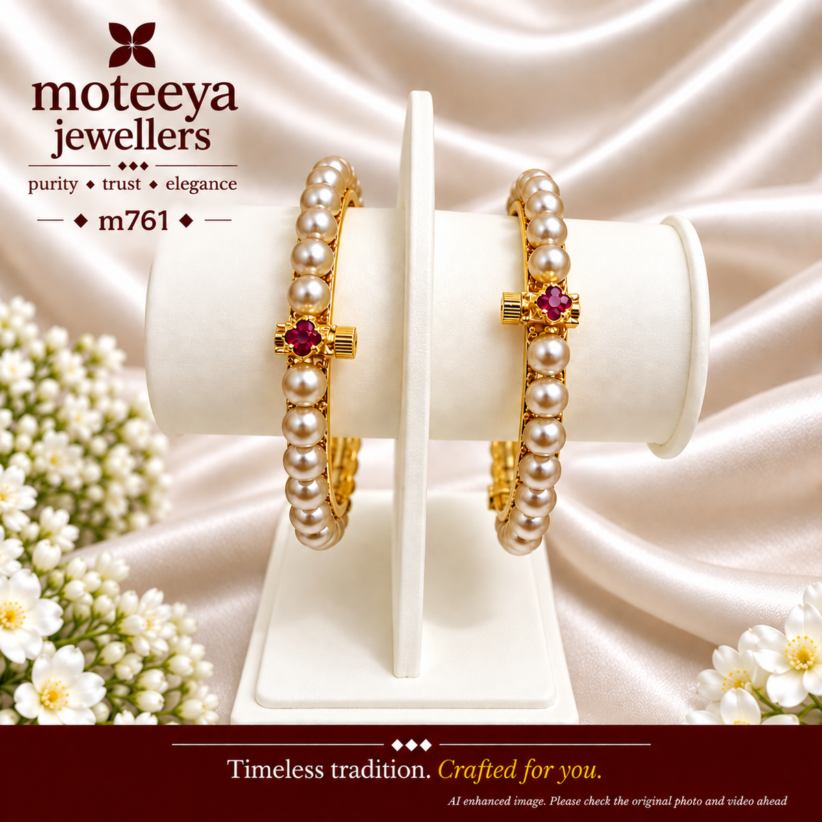 Golden Brown Pearls Bangles m761 761