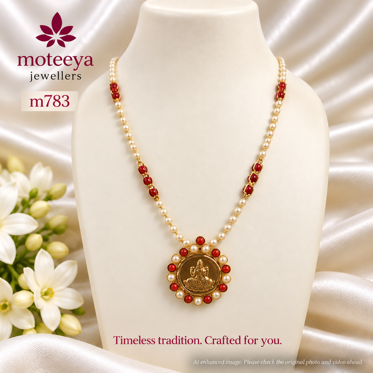 Coral Moti Laxmi Locket Haar m783 783