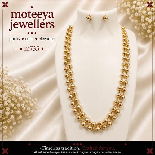 2 Layer Tapering Moti Necklace Set m735 735