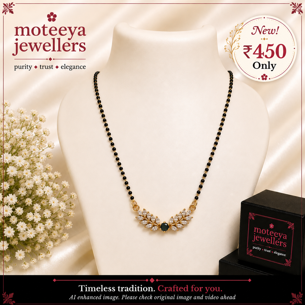 Green Stone Petal Mangalsutra m702 702
