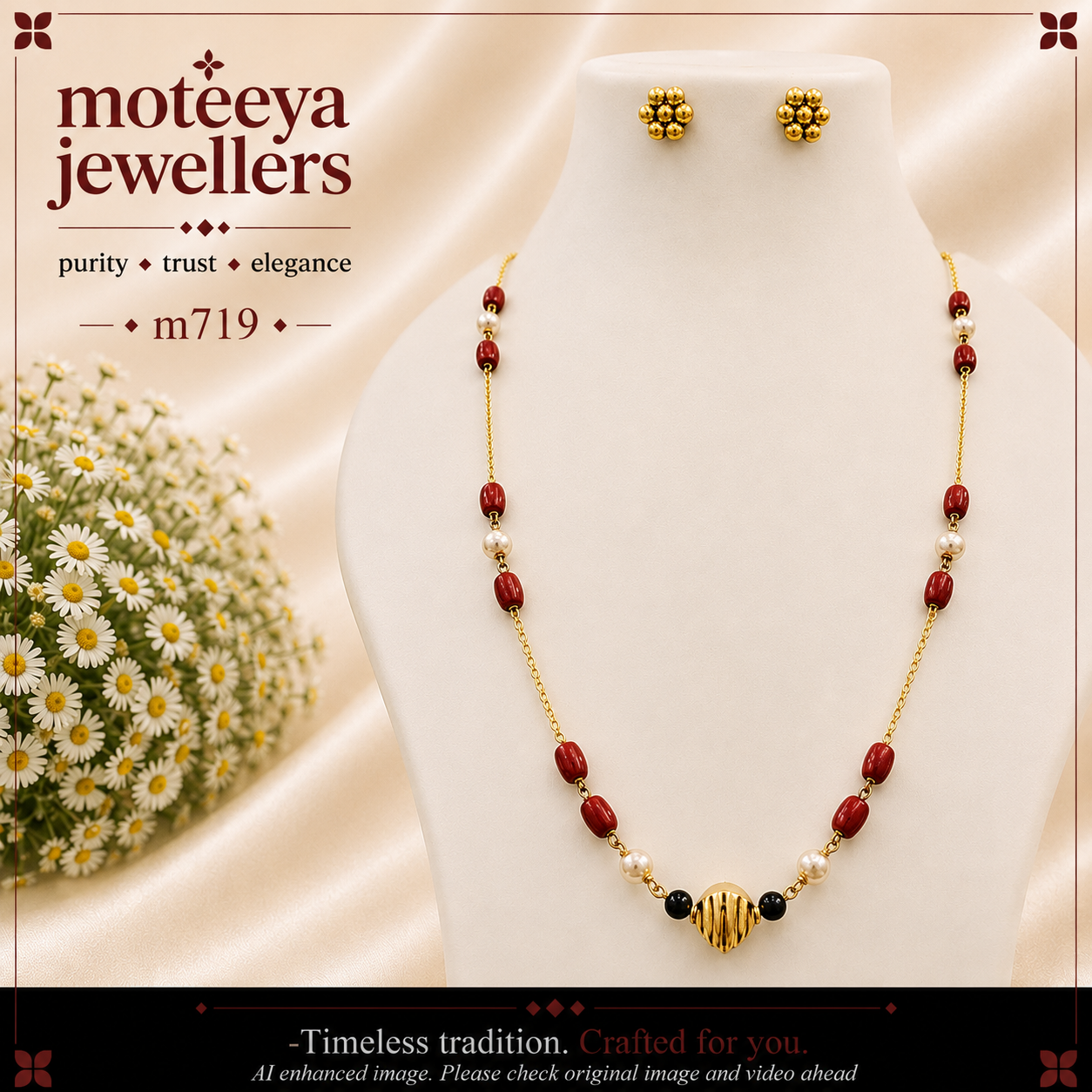 Long Moti Coral Chain Mangalsutra (30 Inches) with Kudi m719 719