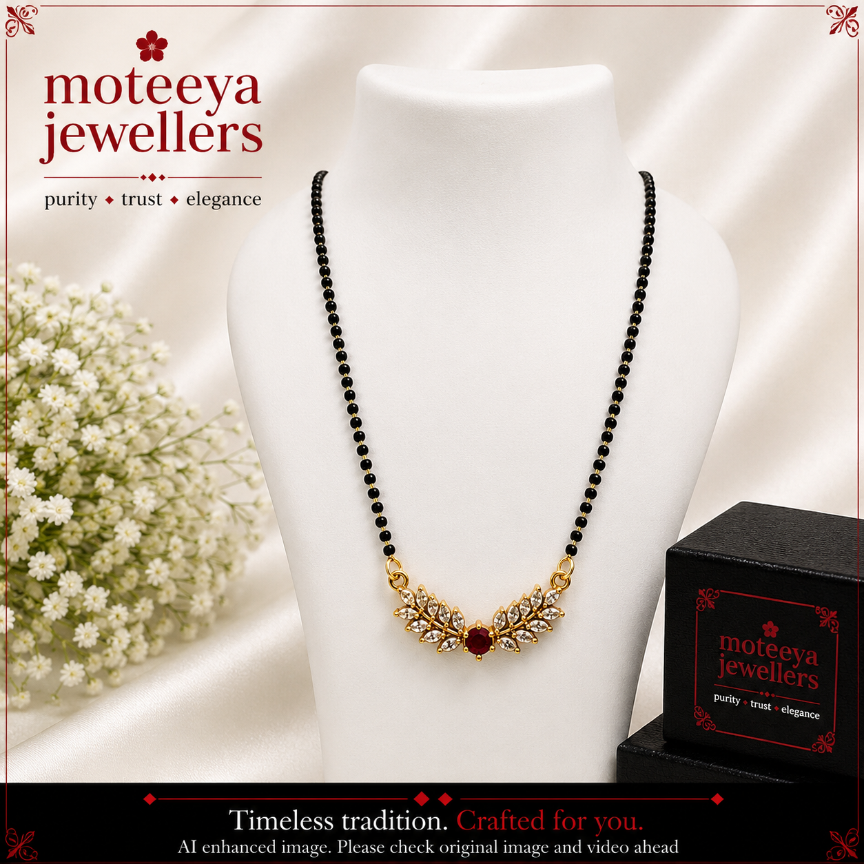Ruby Pink Petal Mangalsutra m695 695