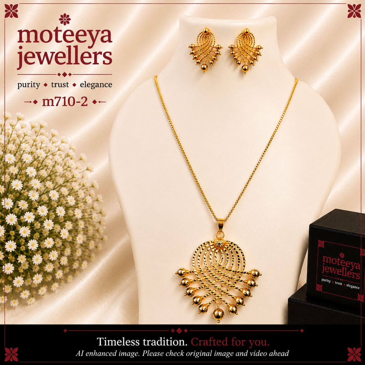 Rangoli Set in Golden Pearls with Golden Pearls String or Chain m710 710