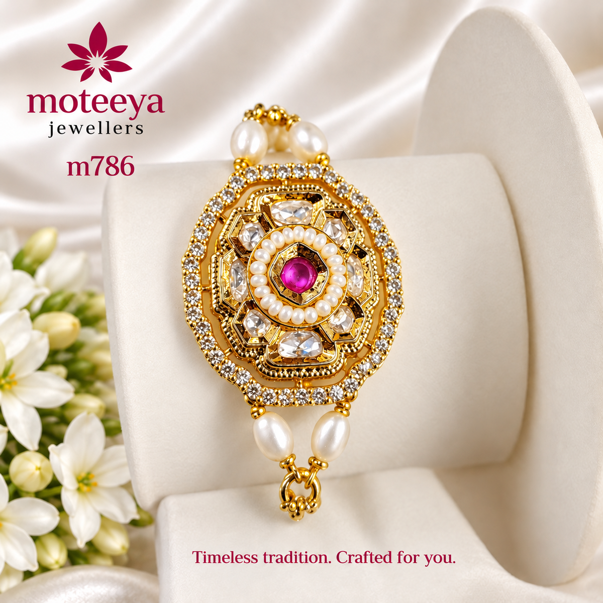 Red Stone Kundan Bracelet m786 786