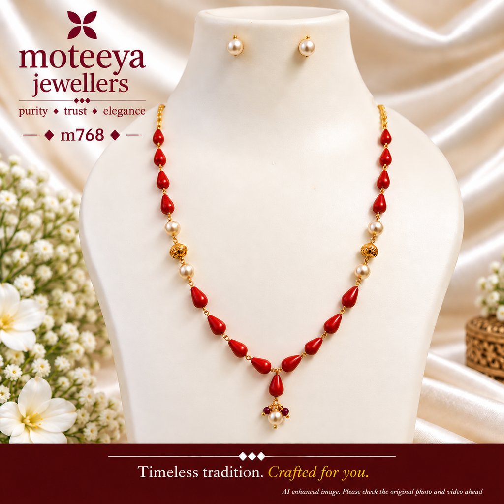 Drop Shape Coral Moti Chain Set m768 768