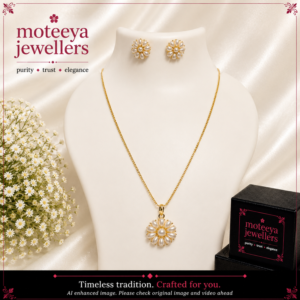 Round Moti Locket with Pan Shape Pearls m701 701